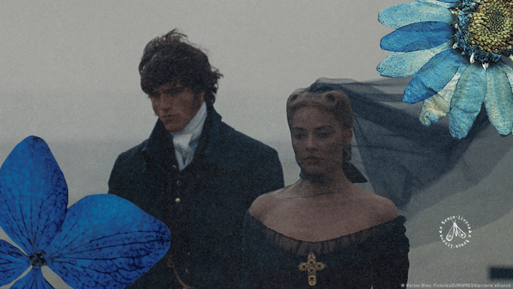 Os personagens de Heathcliff e Cathy na adaptação de Morro dos ventos uivantes de 2026.