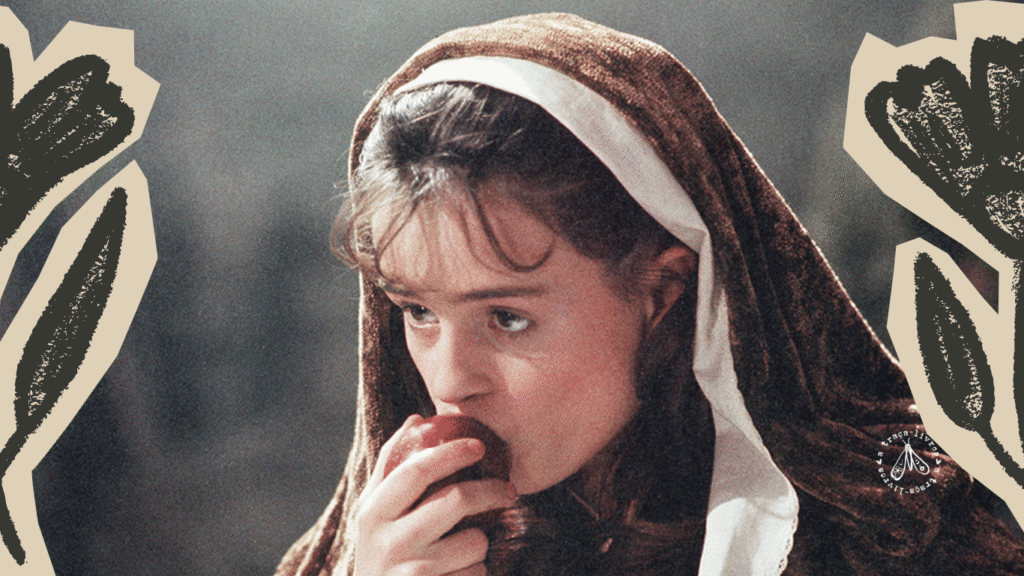 Cena de Na companhia dos lobos, adaptação de um livro de Angela Carter para representar o território selvagem da escrita feminina de Elaine Showalter.