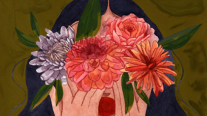 Close da arte This Feeling of Mine, de Brunna Mancuso, artista da capa da edição brasileira de Água fresca para flores de Valérie Pérrin.